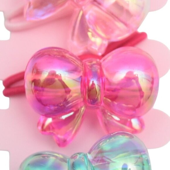Claires Girl's Iridescent Bow Hair Elastics Set Of 4 - Picture 3 of 6